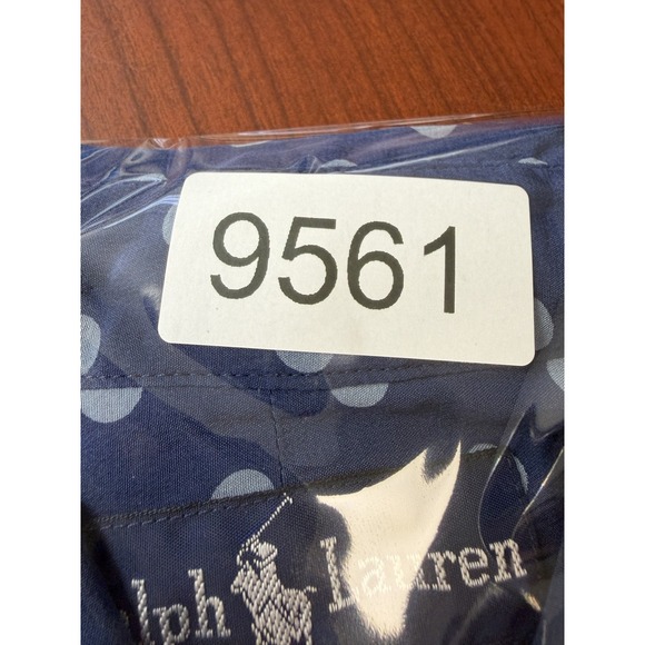 Ralph Lauren Shirt Womens 8 Blue Polka Dot 100% Silk Button Up Long Sleeve - Picture 14 of 14